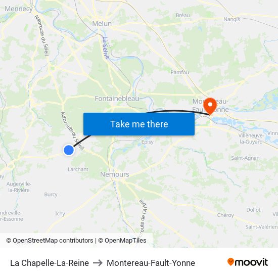 La Chapelle-La-Reine to Montereau-Fault-Yonne map