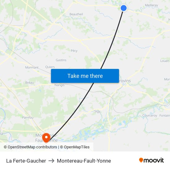 La Ferte-Gaucher to Montereau-Fault-Yonne map