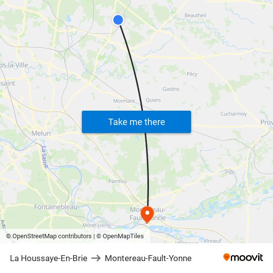 La Houssaye-En-Brie to Montereau-Fault-Yonne map