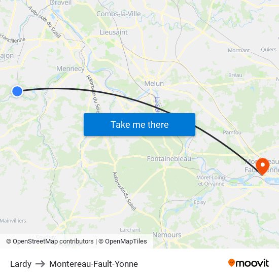 Lardy to Montereau-Fault-Yonne map