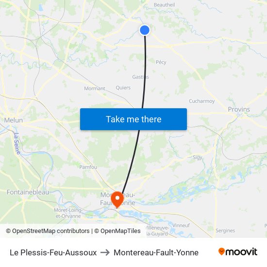 Le Plessis-Feu-Aussoux to Montereau-Fault-Yonne map