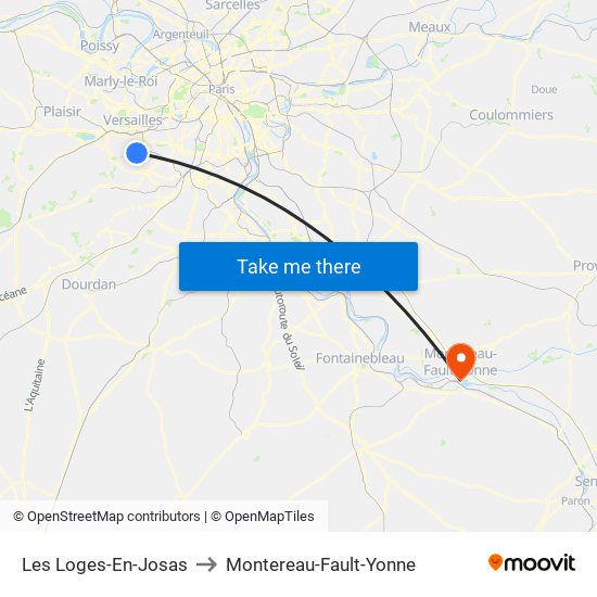 Les Loges-En-Josas to Montereau-Fault-Yonne map