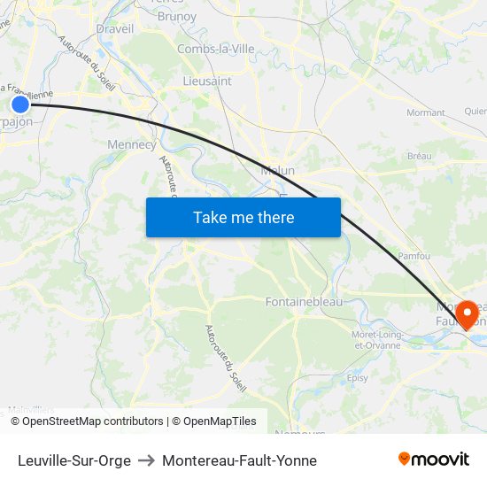 Leuville-Sur-Orge to Montereau-Fault-Yonne map