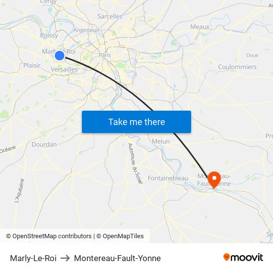Marly-Le-Roi to Montereau-Fault-Yonne map
