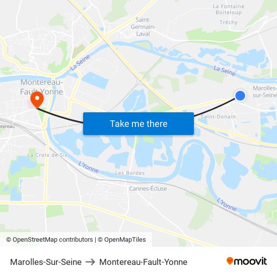 Marolles-Sur-Seine to Montereau-Fault-Yonne map