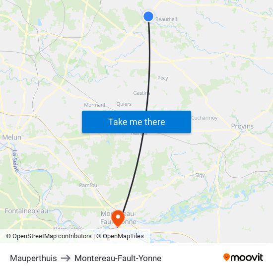 Mauperthuis to Montereau-Fault-Yonne map