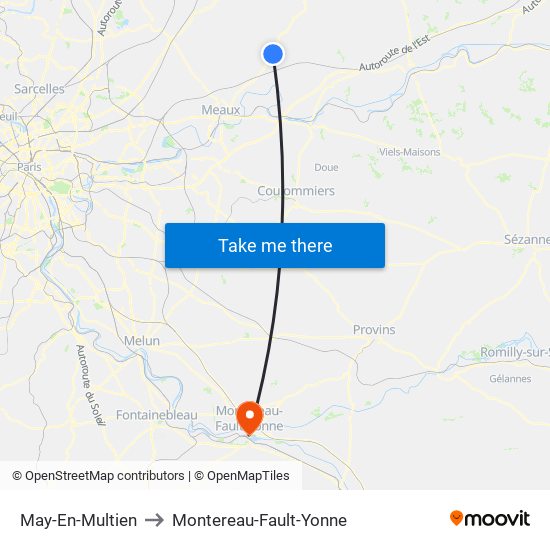 May-En-Multien to Montereau-Fault-Yonne map