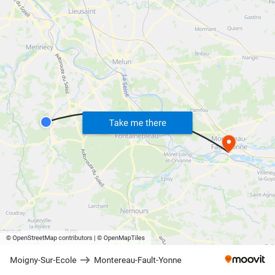 Moigny-Sur-Ecole to Montereau-Fault-Yonne map