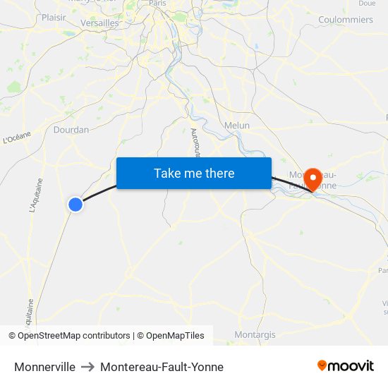 Monnerville to Montereau-Fault-Yonne map