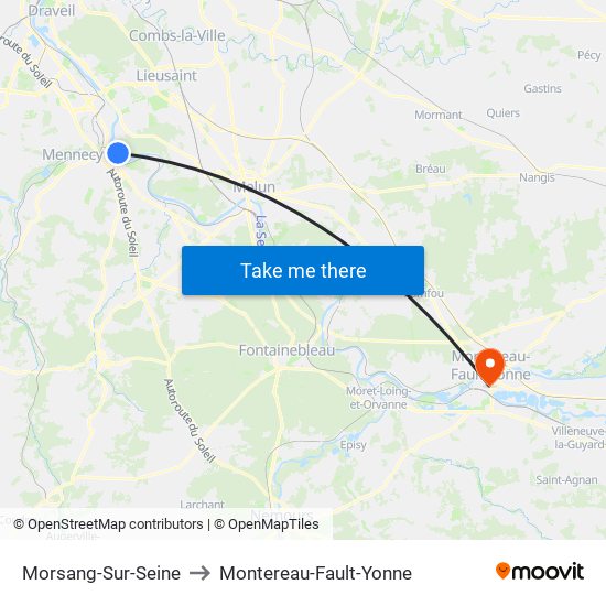 Morsang-Sur-Seine to Montereau-Fault-Yonne map
