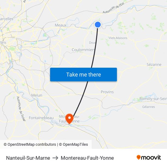 Nanteuil-Sur-Marne to Montereau-Fault-Yonne map