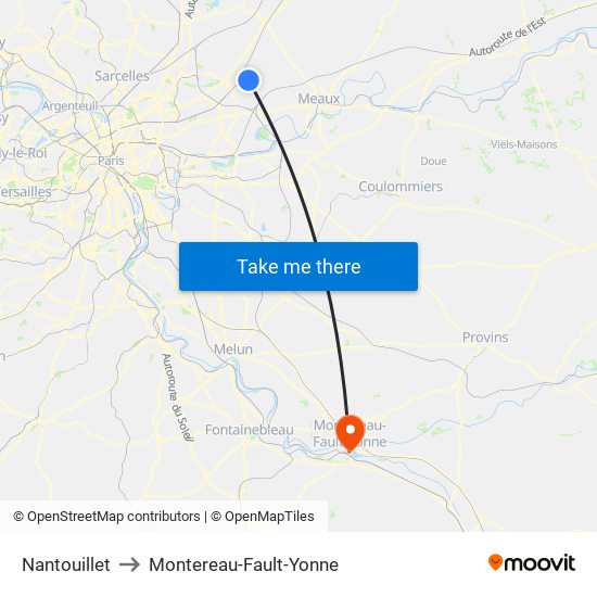 Nantouillet to Montereau-Fault-Yonne map