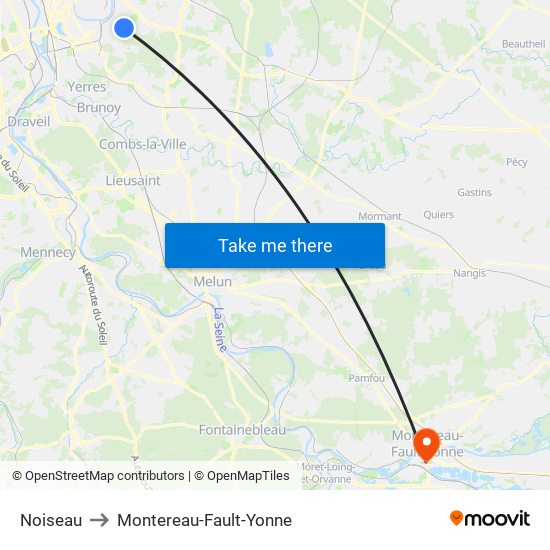 Noiseau to Montereau-Fault-Yonne map