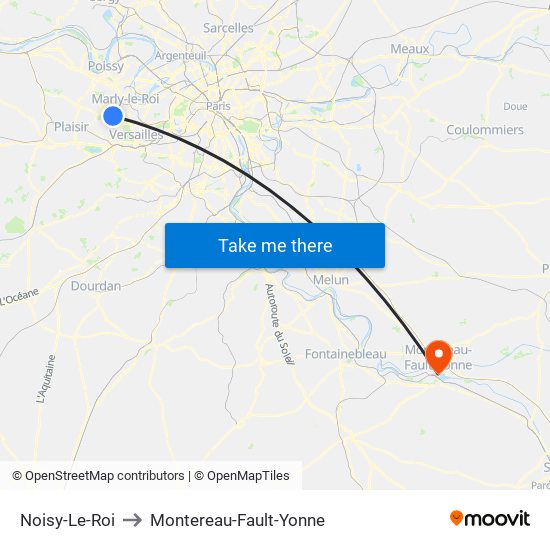 Noisy-Le-Roi to Montereau-Fault-Yonne map