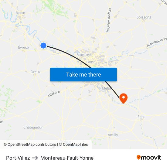 Port-Villez to Montereau-Fault-Yonne map