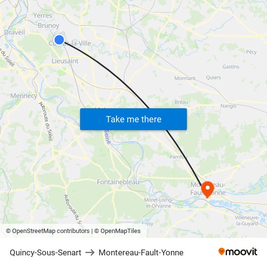 Quincy-Sous-Senart to Montereau-Fault-Yonne map