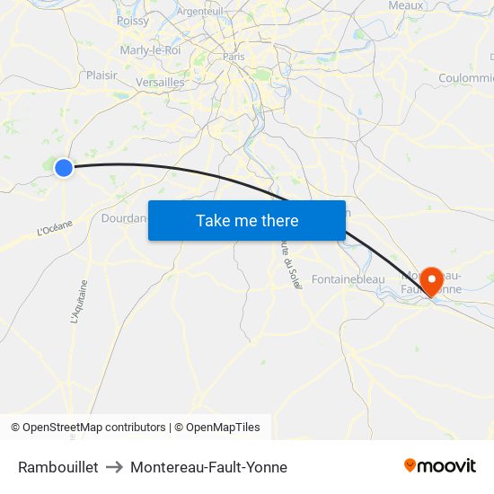 Rambouillet to Montereau-Fault-Yonne map