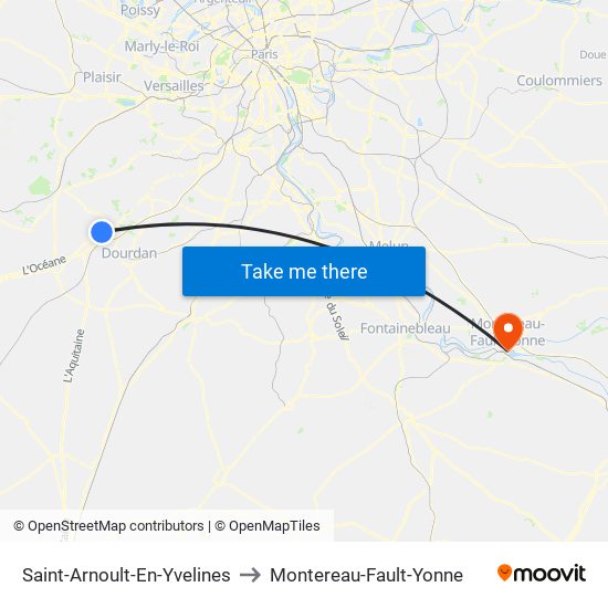 Saint-Arnoult-En-Yvelines to Montereau-Fault-Yonne map