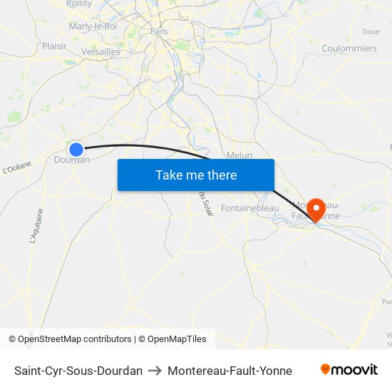 Saint-Cyr-Sous-Dourdan to Montereau-Fault-Yonne map