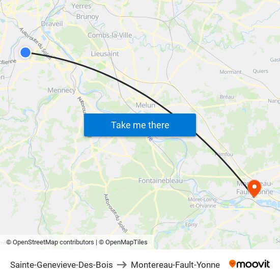 Sainte-Genevieve-Des-Bois to Montereau-Fault-Yonne map