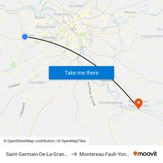 Saint-Germain-De-La-Grange to Montereau-Fault-Yonne map