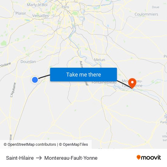 Saint-Hilaire to Montereau-Fault-Yonne map
