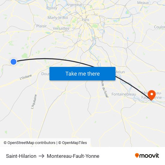 Saint-Hilarion to Montereau-Fault-Yonne map