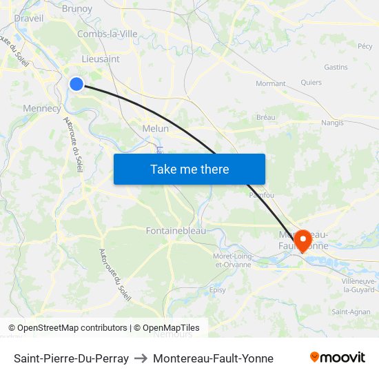 Saint-Pierre-Du-Perray to Montereau-Fault-Yonne map