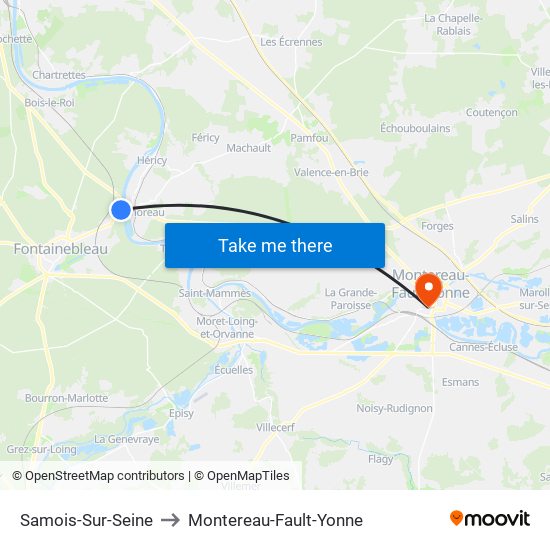 Samois-Sur-Seine to Montereau-Fault-Yonne map