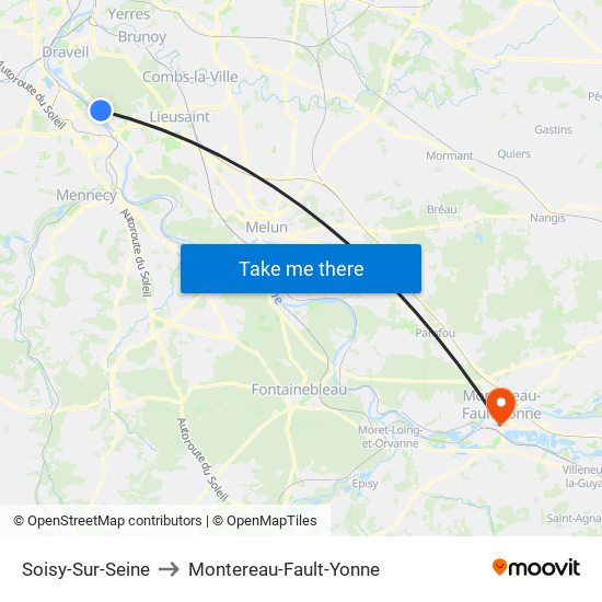 Soisy-Sur-Seine to Montereau-Fault-Yonne map