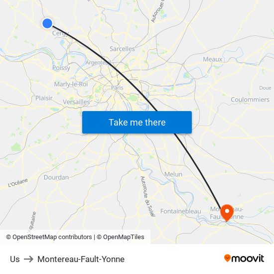 Us to Montereau-Fault-Yonne map