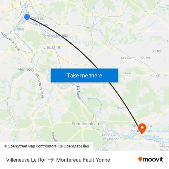 Villeneuve-Le-Roi to Montereau-Fault-Yonne map