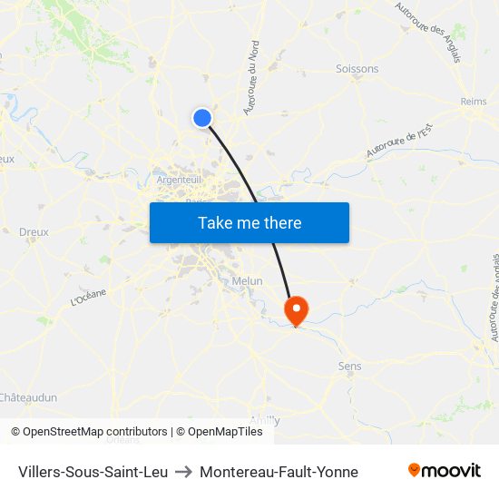 Villers-Sous-Saint-Leu to Montereau-Fault-Yonne map