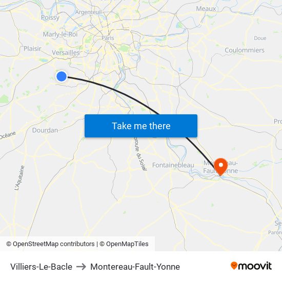 Villiers-Le-Bacle to Montereau-Fault-Yonne map