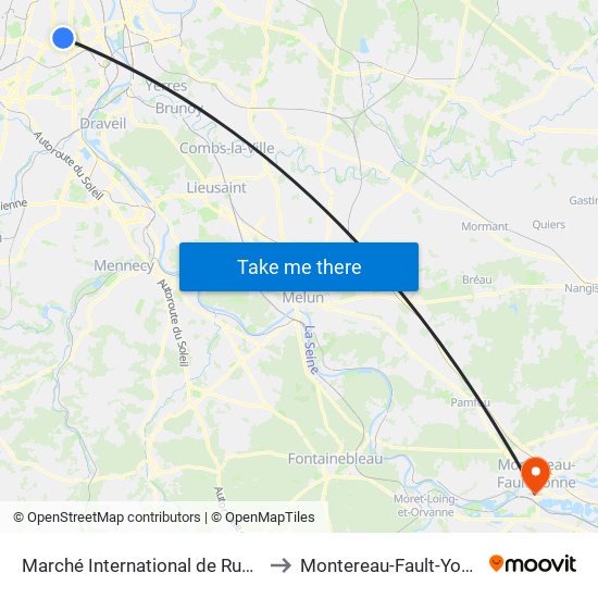 Marché International de Rungis to Montereau-Fault-Yonne map