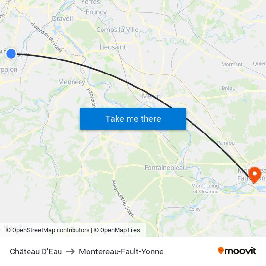 Château D'Eau to Montereau-Fault-Yonne map