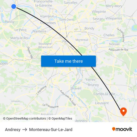 Andresy to Montereau-Sur-Le-Jard map