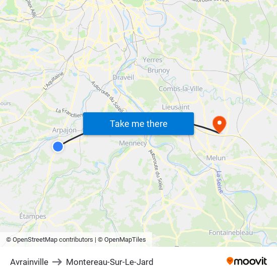 Avrainville to Montereau-Sur-Le-Jard map