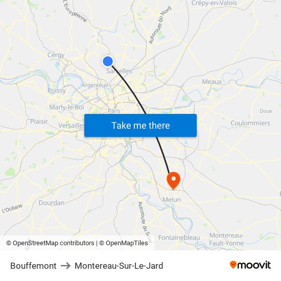 Bouffemont to Montereau-Sur-Le-Jard map