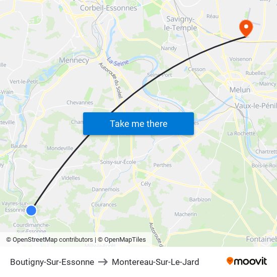 Boutigny-Sur-Essonne to Montereau-Sur-Le-Jard map