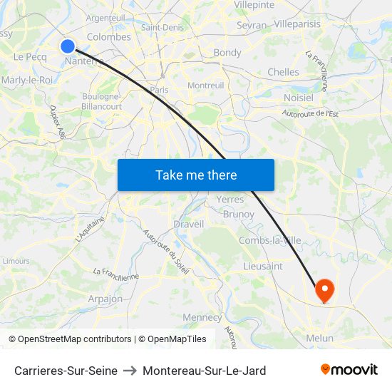Carrieres-Sur-Seine to Montereau-Sur-Le-Jard map