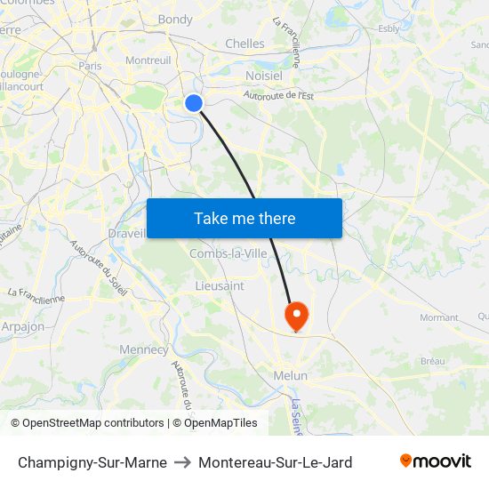 Champigny-Sur-Marne to Montereau-Sur-Le-Jard map