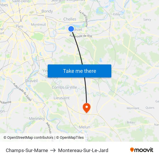 Champs-Sur-Marne to Montereau-Sur-Le-Jard map