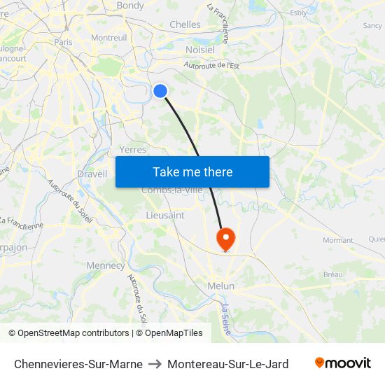 Chennevieres-Sur-Marne to Montereau-Sur-Le-Jard map