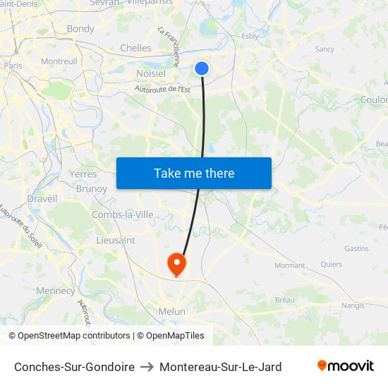 Conches-Sur-Gondoire to Montereau-Sur-Le-Jard map