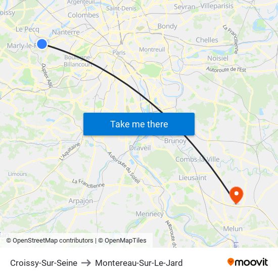 Croissy-Sur-Seine to Montereau-Sur-Le-Jard map