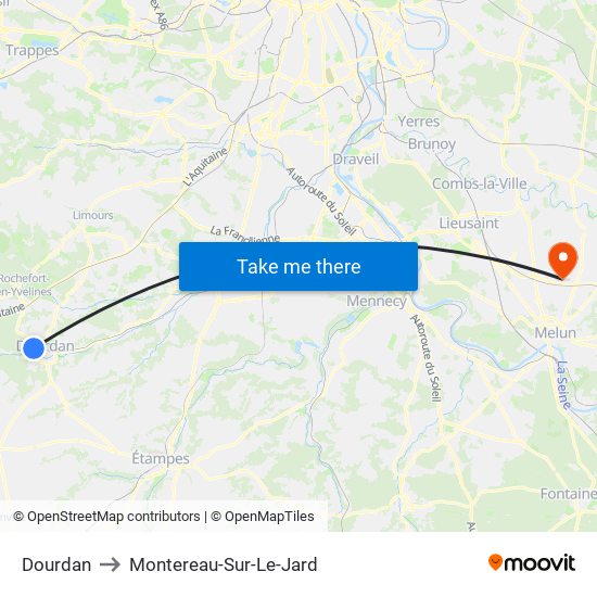 Dourdan to Montereau-Sur-Le-Jard map