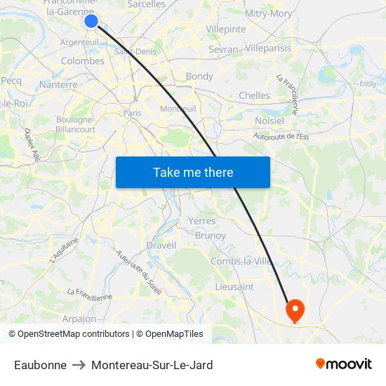 Eaubonne to Montereau-Sur-Le-Jard map