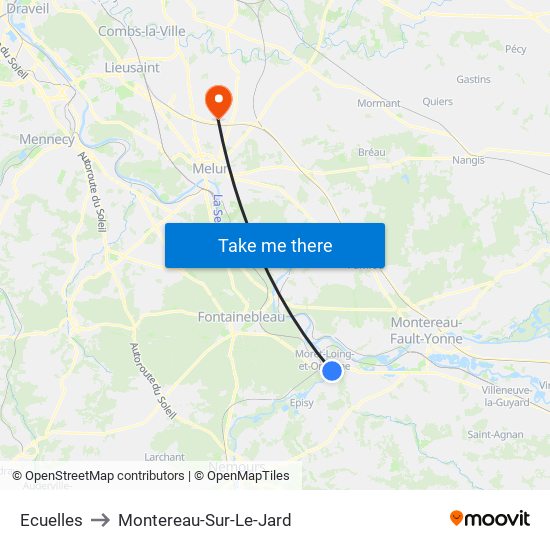 Ecuelles to Montereau-Sur-Le-Jard map