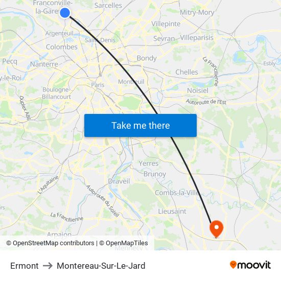 Ermont to Montereau-Sur-Le-Jard map